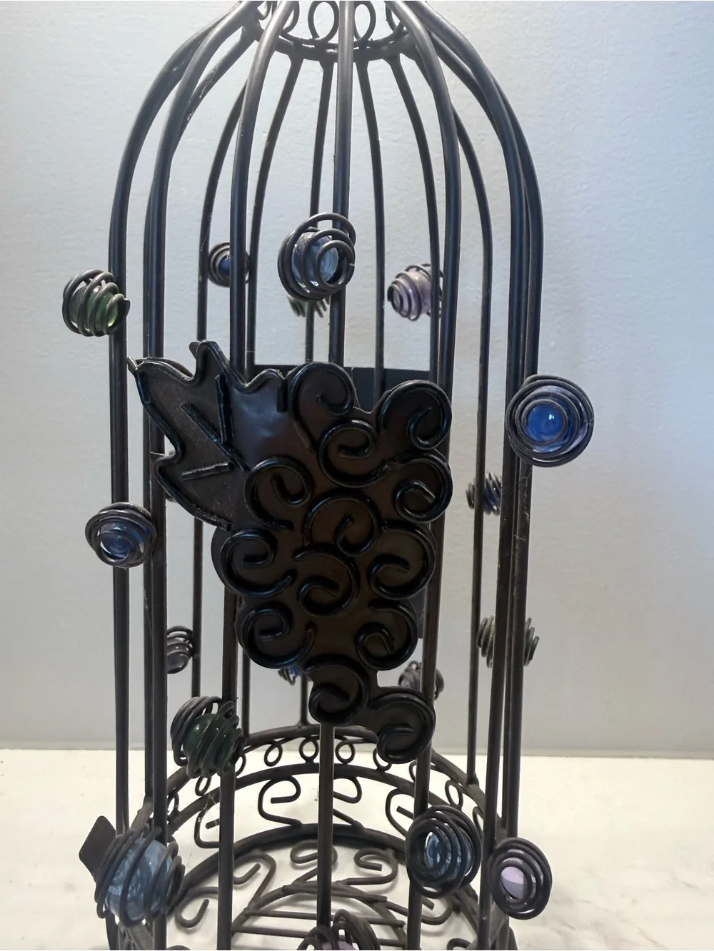 Silver Wire Bottle Cork Holder with Decorative Beads